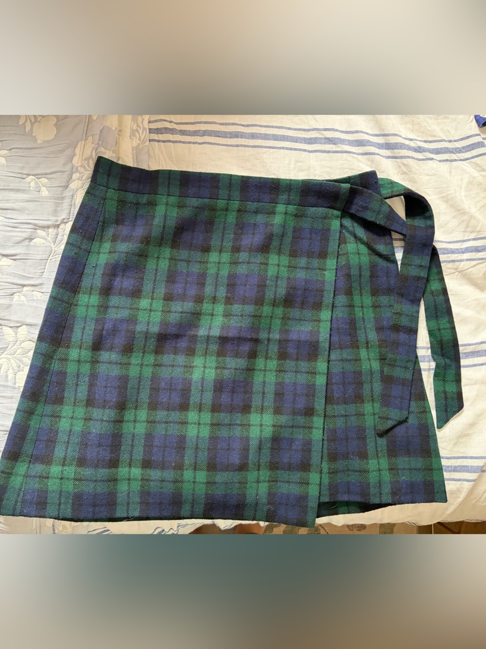 Classic Green & Navy Plaid Wrap Skirt